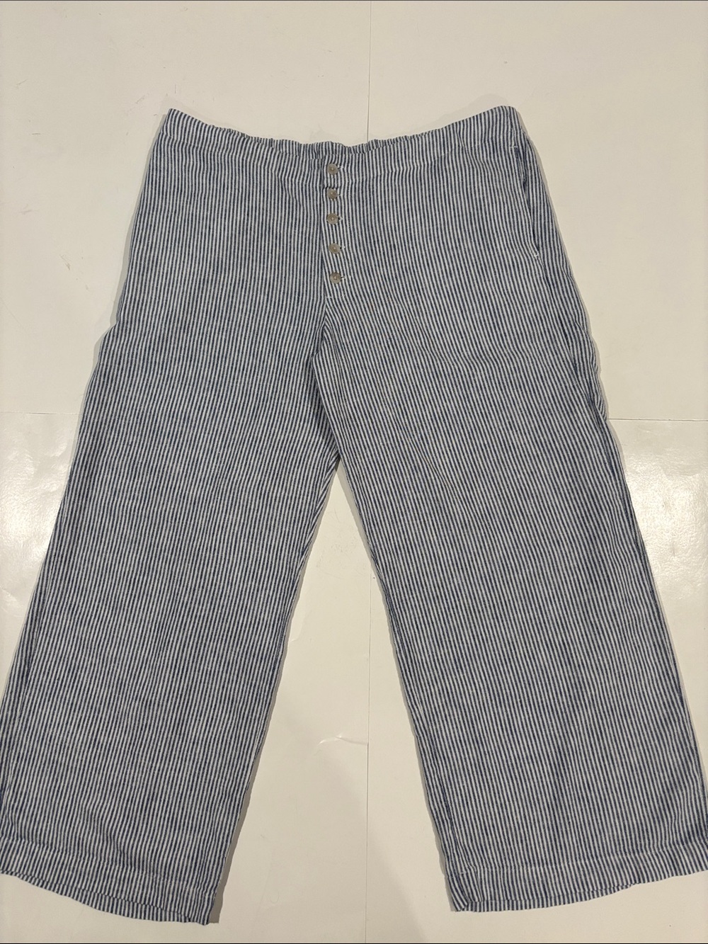 Women's blue striped Linen Straight Leg pants size XL